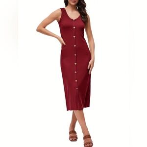 BREEZY LANE BUTTON FRONT MIDI TANK DRESS
